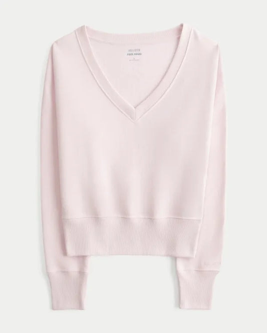 Hollister Feel Good Banded Off-the-Shoulder V-Neck Sweatshirt