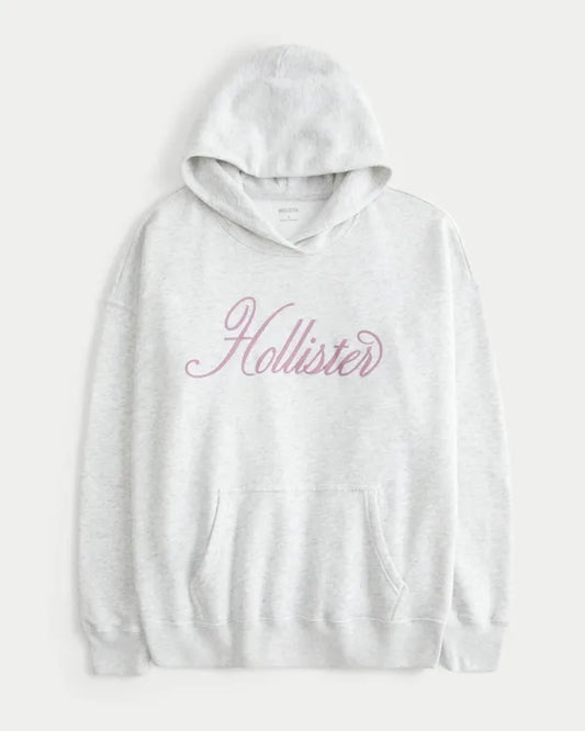 Hollister Feel Good Oversized Sparkle Logo Graphic Hoodie