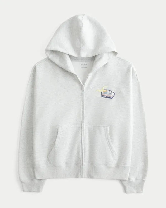 Hollister Feel Good Senior Spring Break Graphic Zip-Up Hoodie