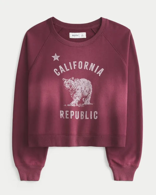 Hollister Feel Good Easy California Republic Graphic Crew Sweatshirt