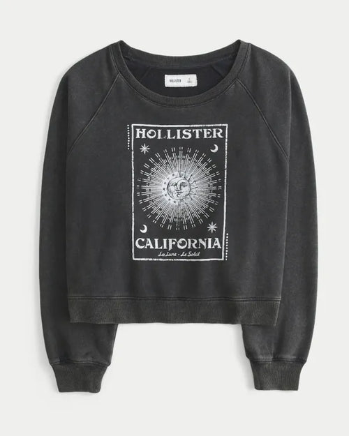 Hollister Feel Good Easy Logo Graphic Crew Sweatshirt