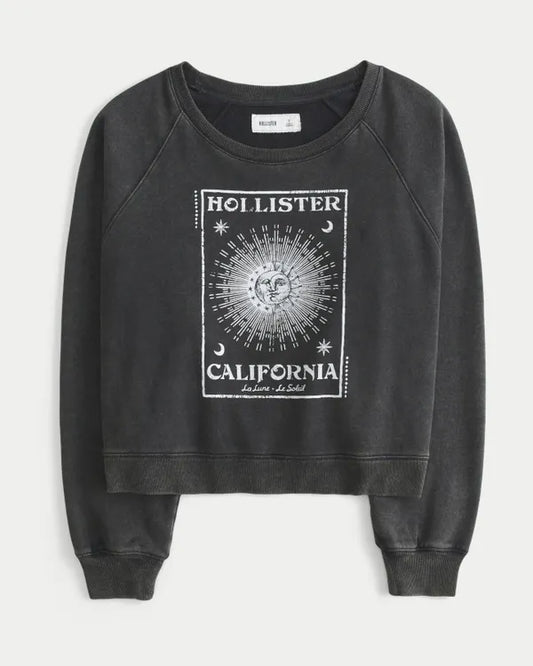 Hollister Feel Good Easy Logo Graphic Crew Sweatshirt