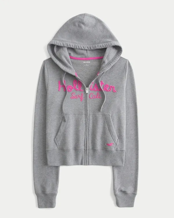 Easy Zip-Up Logo Graphic Hoodie