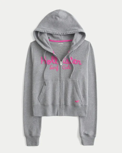 Easy Zip-Up Logo Graphic Hoodie