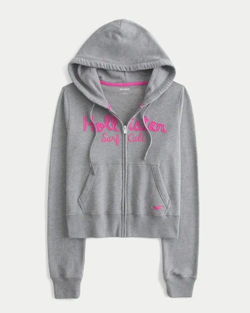 Easy Zip-Up Logo Graphic Hoodie