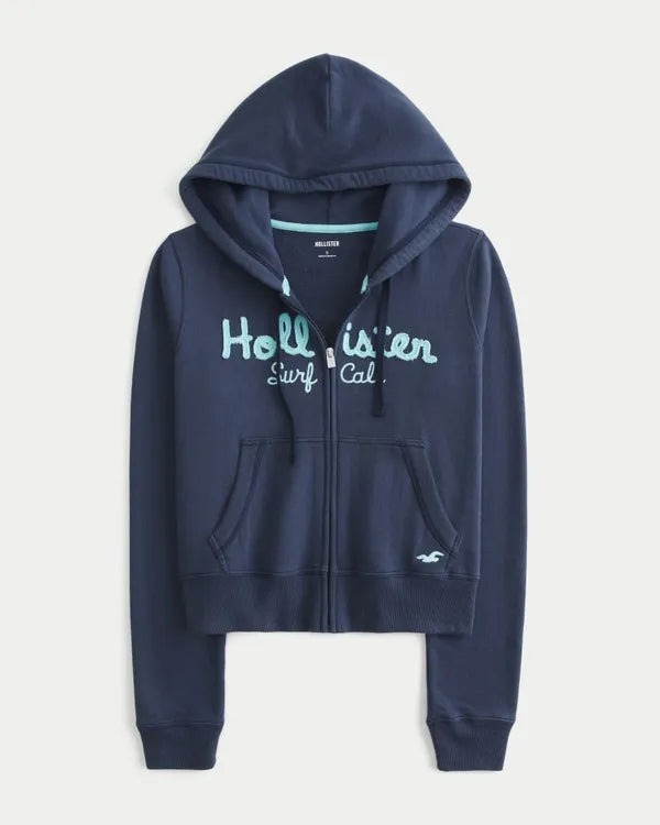 Easy Zip-Up Logo Graphic Hoodie