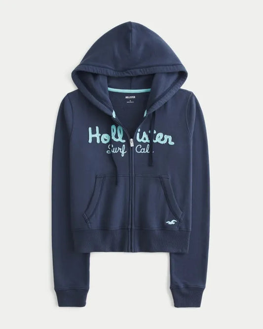 Easy Zip-Up Logo Graphic Hoodie