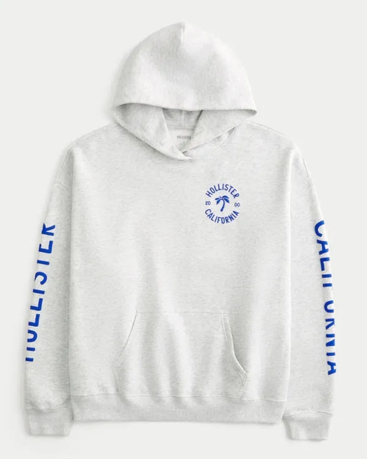 Hollister Feel Good Oversized Puff Logo Graphic Hoodie