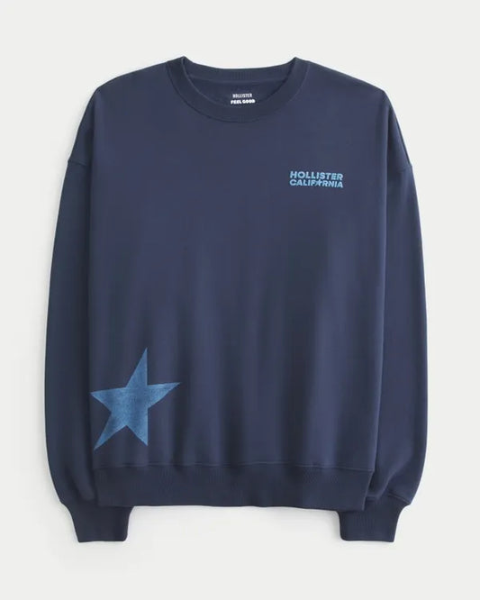 Hollister Feel Good Oversized Logo Graphic Crew Sweatshirt
