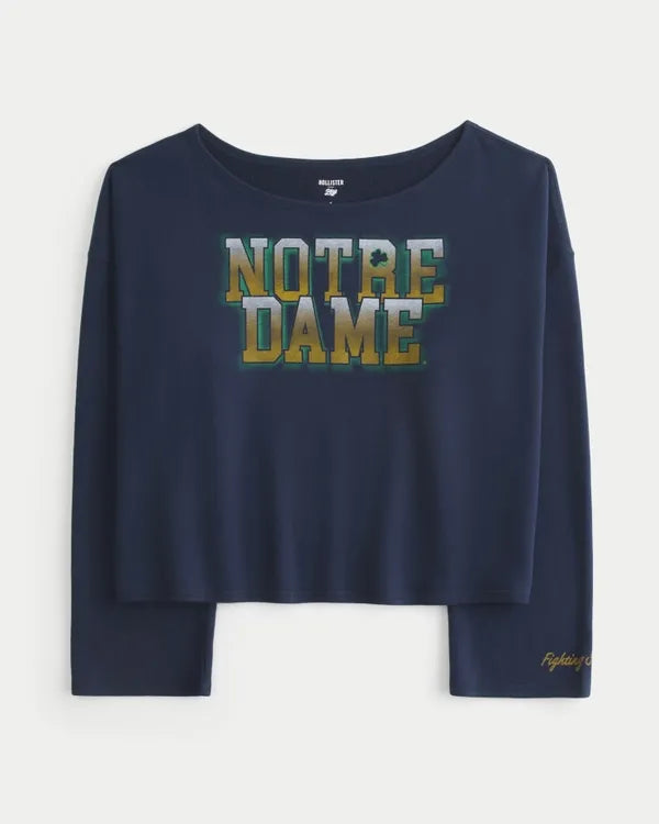 Easy Off-The-Shoulder University of Notre Dame Fighting Irish Graphic Sweatshirt