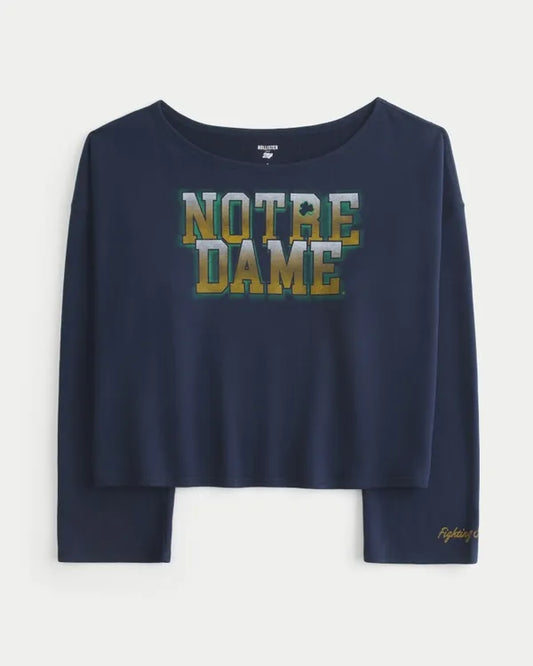 Easy Off-The-Shoulder University of Notre Dame Fighting Irish Graphic Sweatshirt
