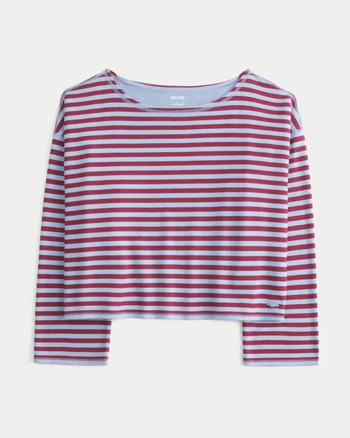 Easy Striped Off-the-Shoulder Sweatshirt