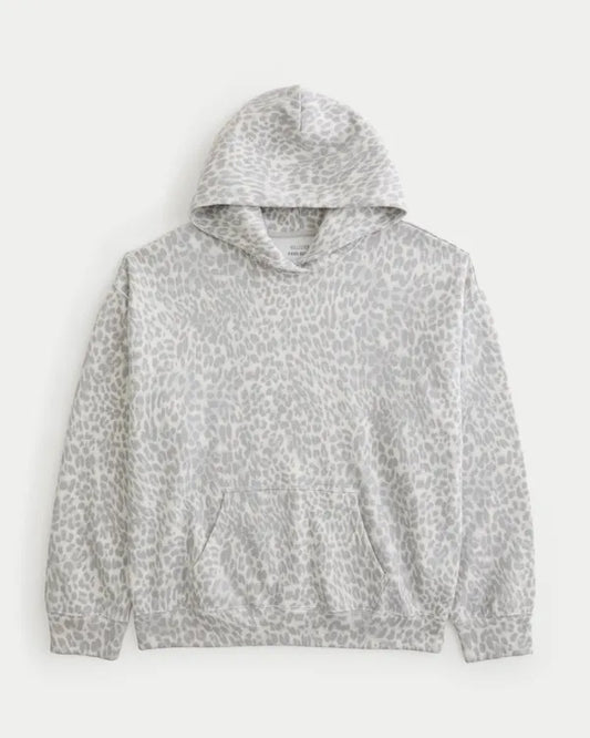 Hollister Feel Good Oversized Light Leopard Print Hoodie