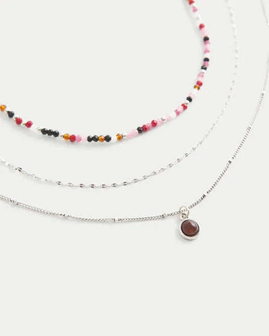 Silver Beaded Charm Necklace 3-Pack