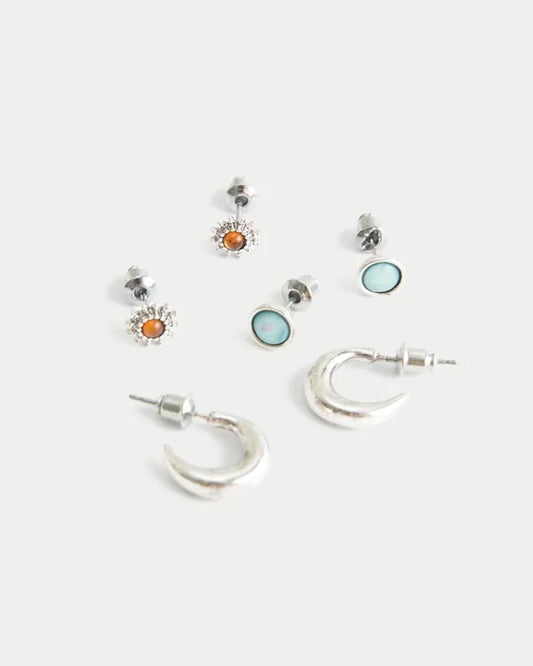 Silver Hoop & Stud Earring 3-Pack