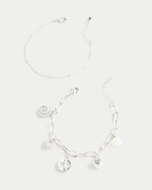 Silver Charm Bracelet 2-Pack