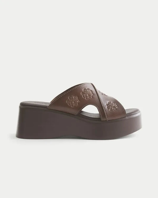 Faux Leather Platform Sandals