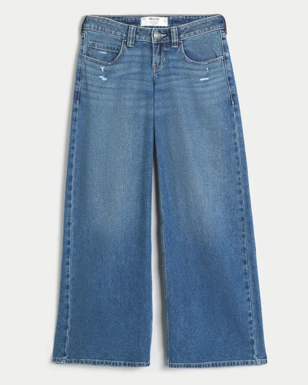 Hollister Andi Adjustable Waist Ultra Low-Rise Distressed Super Baggy Jeans