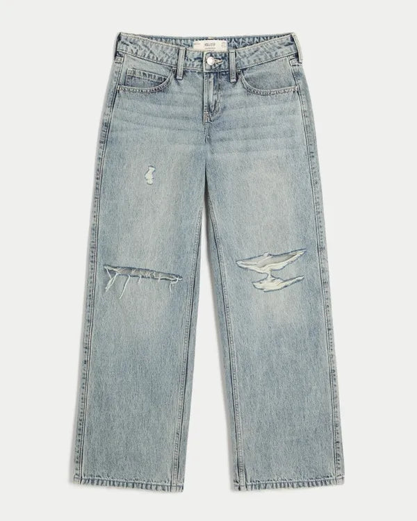Low-Rise Ripped Baggy Jeans