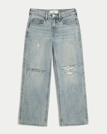 Low-Rise Ripped Baggy Jeans