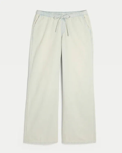 Ultra Low-Rise Drapey Pull-On Wide-Leg Jeans