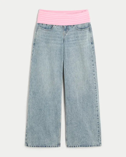 Ultra Low-Rise Foldover Waist Super Baggy Jeans