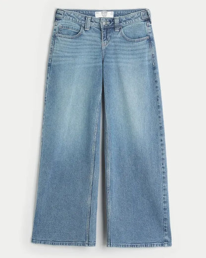 Hollister Andi Adjustable Ultra Low-Rise Cherry Graphic Super Baggy Jeans