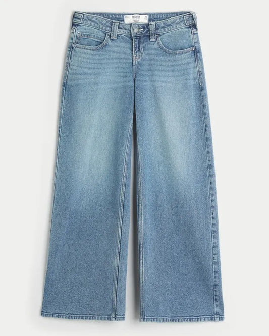 Hollister Andi Adjustable Ultra Low-Rise Cherry Graphic Super Baggy Jeans
