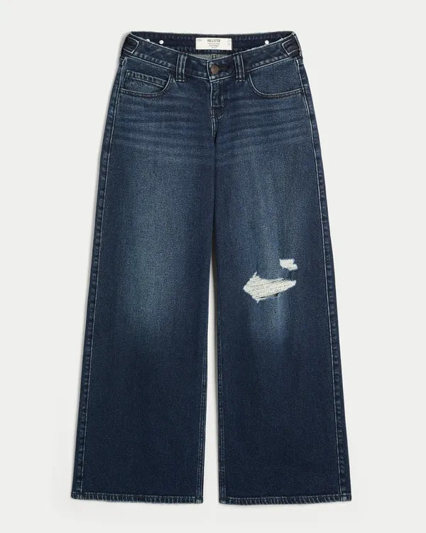 Hollister Andi Adjustable Ultra Low-Rise Cherry Pocket Super Baggy Jeans