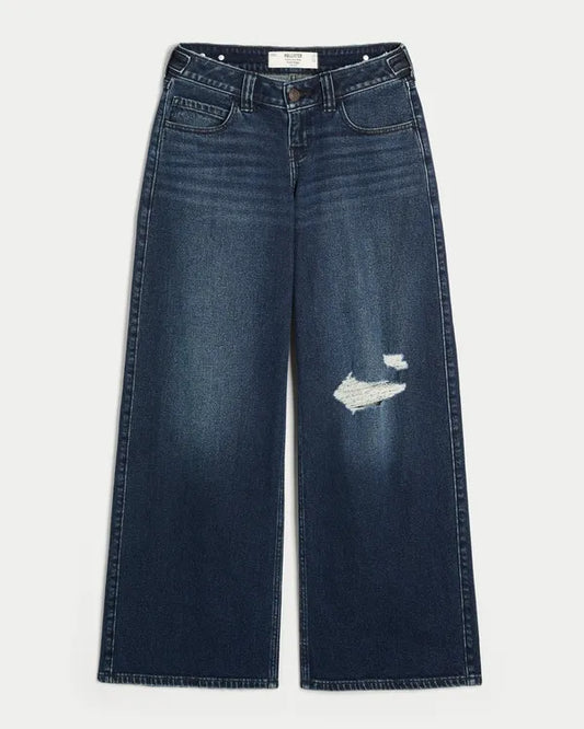 Hollister Andi Adjustable Ultra Low-Rise Cherry Pocket Super Baggy Jeans