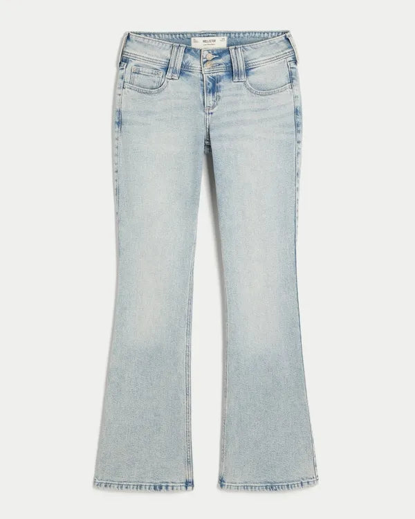 Low-Rise Pink Embroidery Bootcut Jeans
