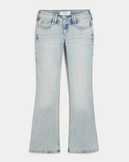 Low-Rise Pink Embroidery Bootcut Jeans