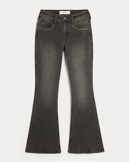 High-Rise Embroidered Flare Jeans