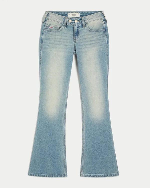 Low-Rise Tab Waist Y2K Bootcut Jeans