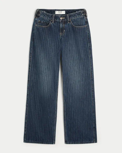 Hollister Andi Adjustable Waist Low-Rise Pinstripe Baggy Jeans