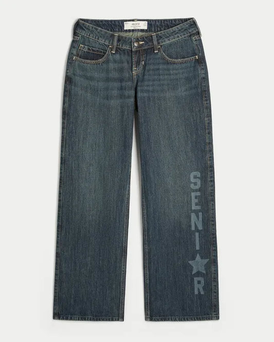 Ultra Low-Rise Senior Graphic Baggy Jeans
