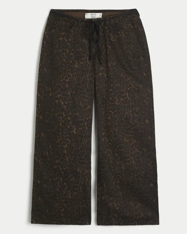Ultra Low-Rise Leopard Print Super Baggy Jeans