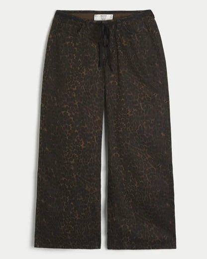 Ultra Low-Rise Leopard Print Super Baggy Jeans