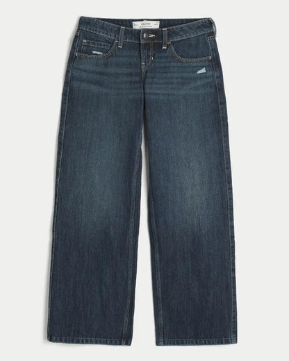 Ultra Low-Rise Distressed Baggy Jeans
