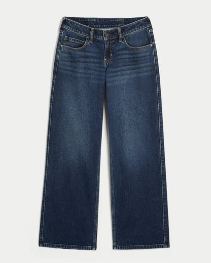 Hollister Andi Adjustable Waist Low-Rise Back Buckle Baggy Jeans