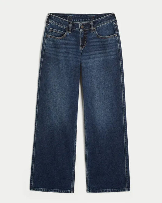 Hollister Andi Adjustable Waist Low-Rise Back Buckle Baggy Jeans