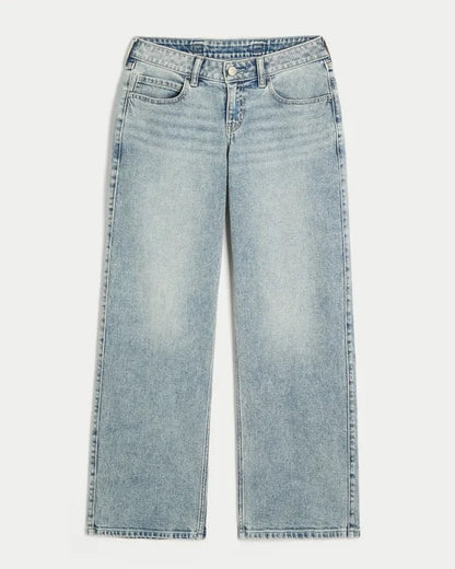 Hollister Andi Adjustable Waist Low-Rise Back Buckle Baggy Jeans