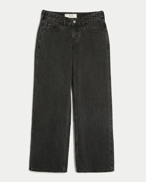 Hollister Andi Adjustable Waist Low-Rise Polka Dot Waist Baggy Jeans