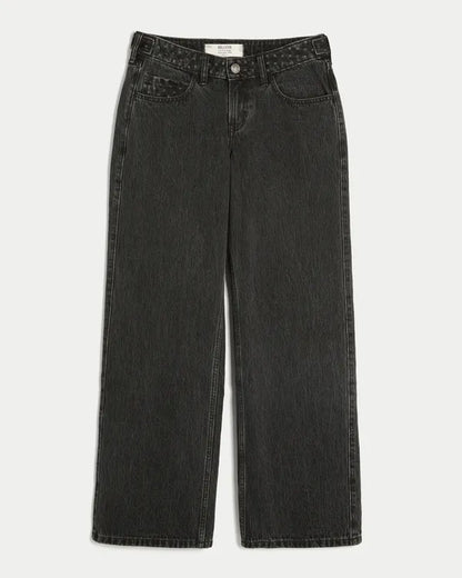 Hollister Andi Adjustable Waist Low-Rise Polka Dot Waist Baggy Jeans