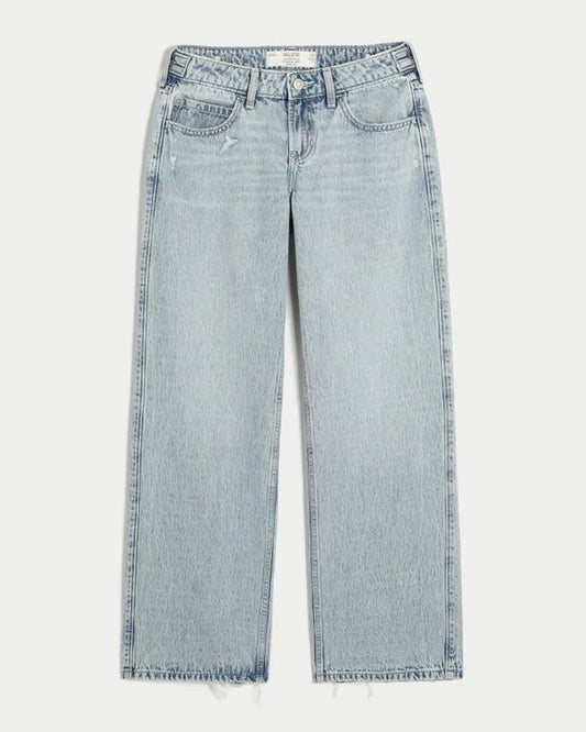 Hollister Andi Adjustable Waist Low-Rise Distressed Baggy Jeans