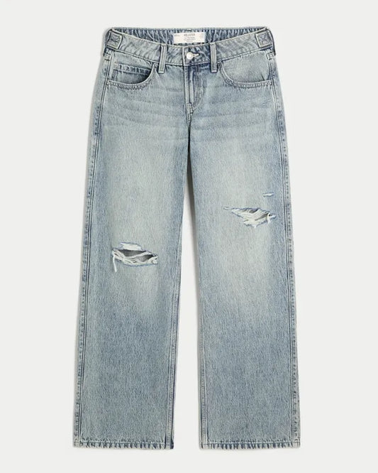 Hollister Andi Adjustable Waist Low-Rise Ripped Baggy Jeans