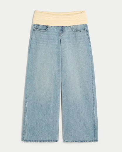 Ultra Low-Rise Foldover Waist Super Baggy Jeans