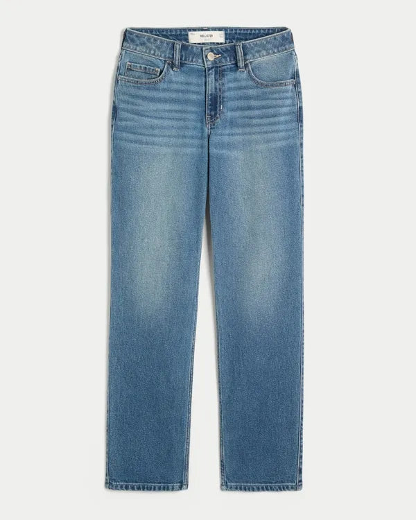 Mid-Rise Straight Jeans