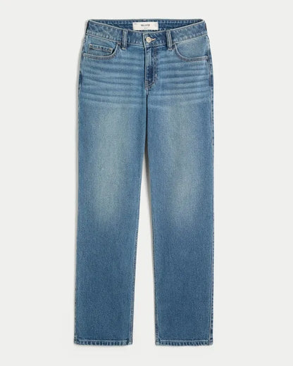 Mid-Rise Straight Jeans