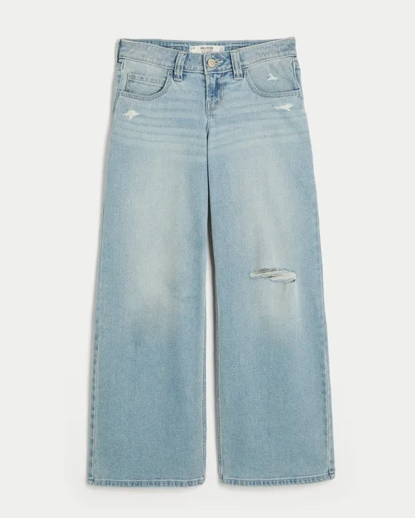 Hollister Andi Adjustable Waist Ultra Low-Rise Ripped Super Baggy Jeans